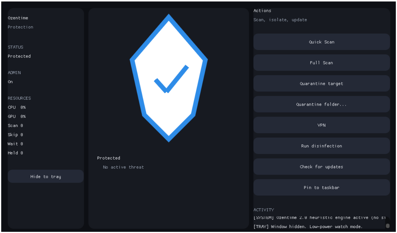 Ozentime antivirus on a laptop